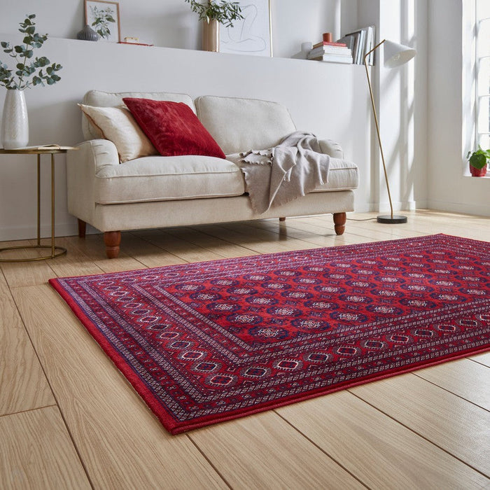 Dubai 62098 Traditional Super-Soft Patterned Red Rug