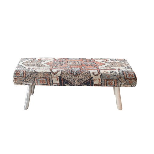 Dufex Eucalyptus Wood Bench With Cotton Chenille Seating