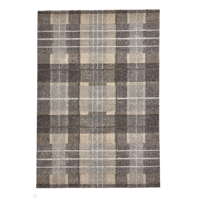 Elegant 4890 Modern High-Density Tartan Grey/Brown Rug