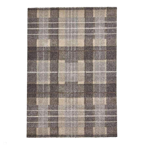 Elegant 4890 Modern High-Density Tartan Grey/Brown Rug