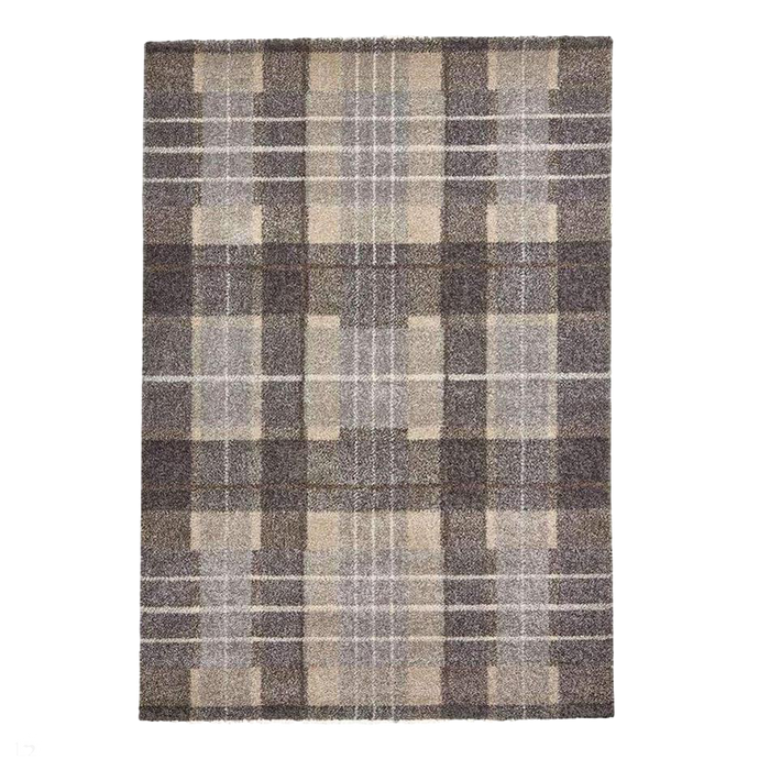 Elegant 4890 Modern High-Density Tartan Grey/Brown Rug