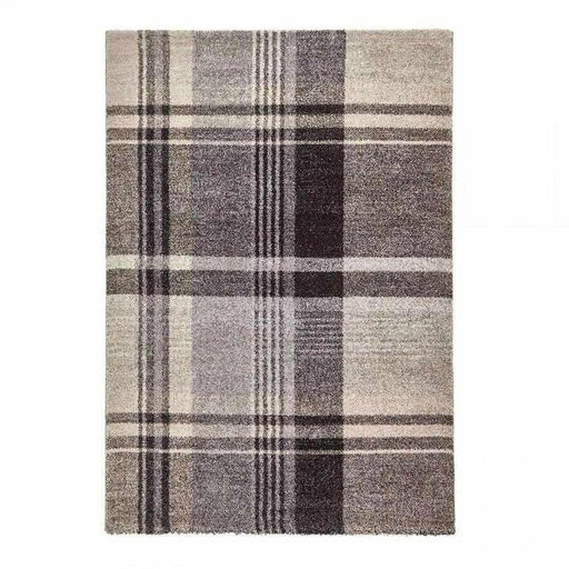 Elegant 4892 Modern High-Density Tartan Check Beige/Black Rug