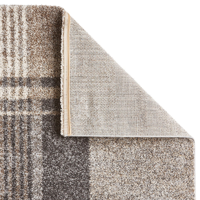 Elegant 4892 Modern High-Density Tartan Check Beige/Grey Rug