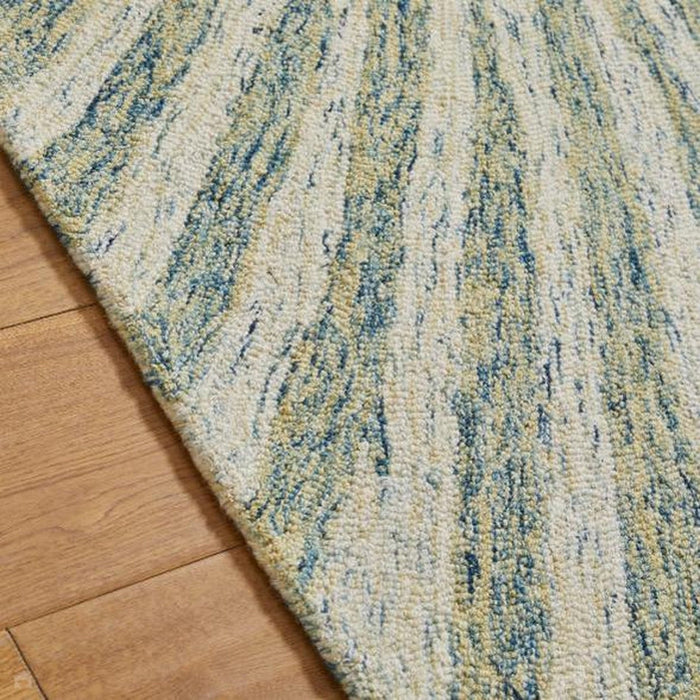 Elements Vortex Modern Abstract Distressed Wool Green Rug