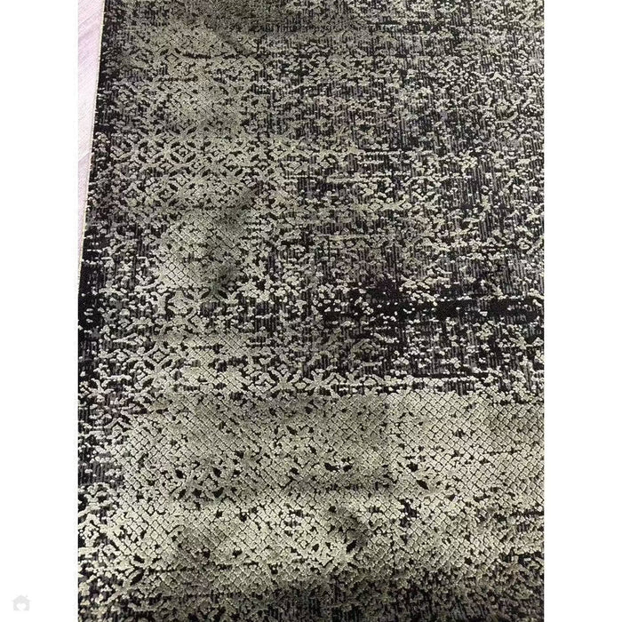 Elodie Modern Abstract Metallic Shimmer Bordered Overdyed Textured Soft-Touch Flatweave Sage Green/Black Rug