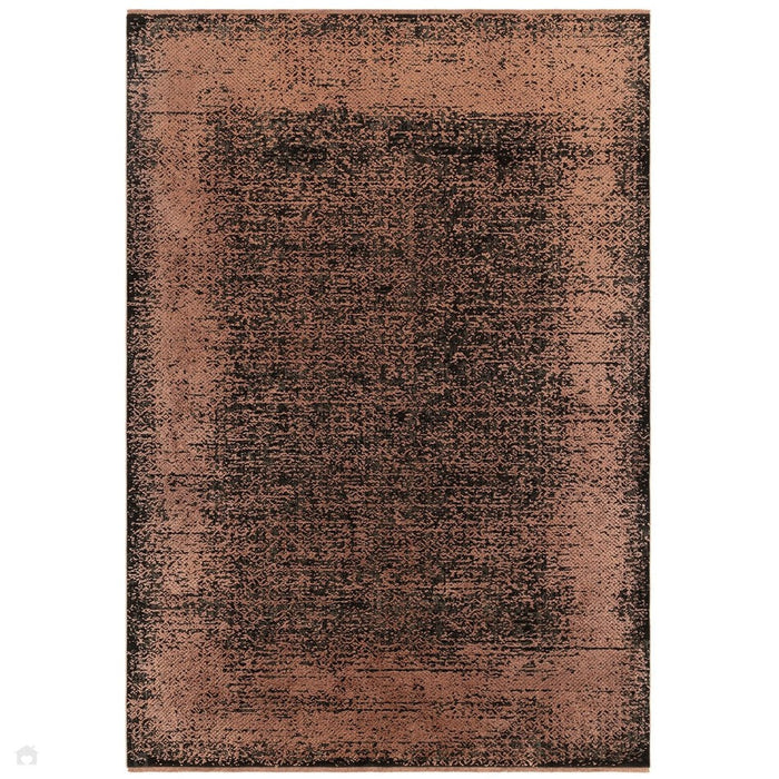 Elodie Modern Abstract Metallic Shimmer Bordered Overdyed Textured Soft-Touch Flatweave Terracotta/Black Rug