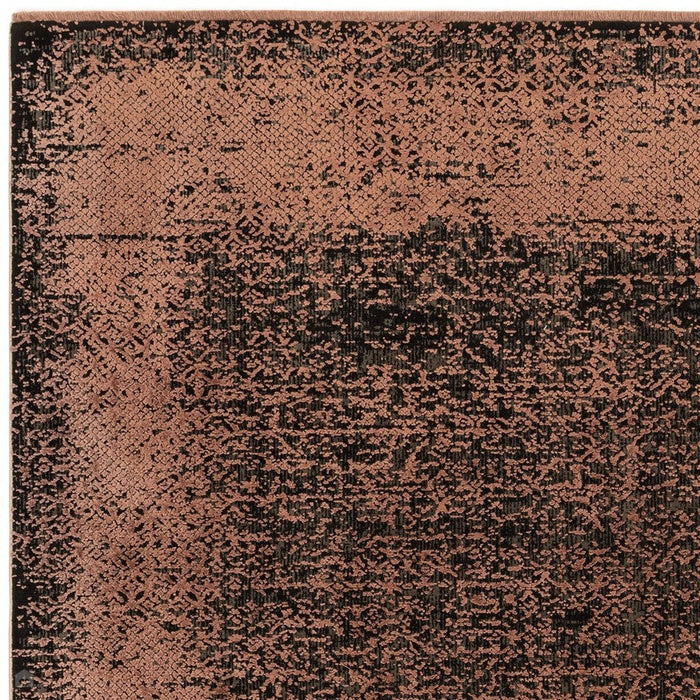 Elodie Modern Abstract Metallic Shimmer Bordered Overdyed Textured Soft-Touch Flatweave Terracotta/Black Rug