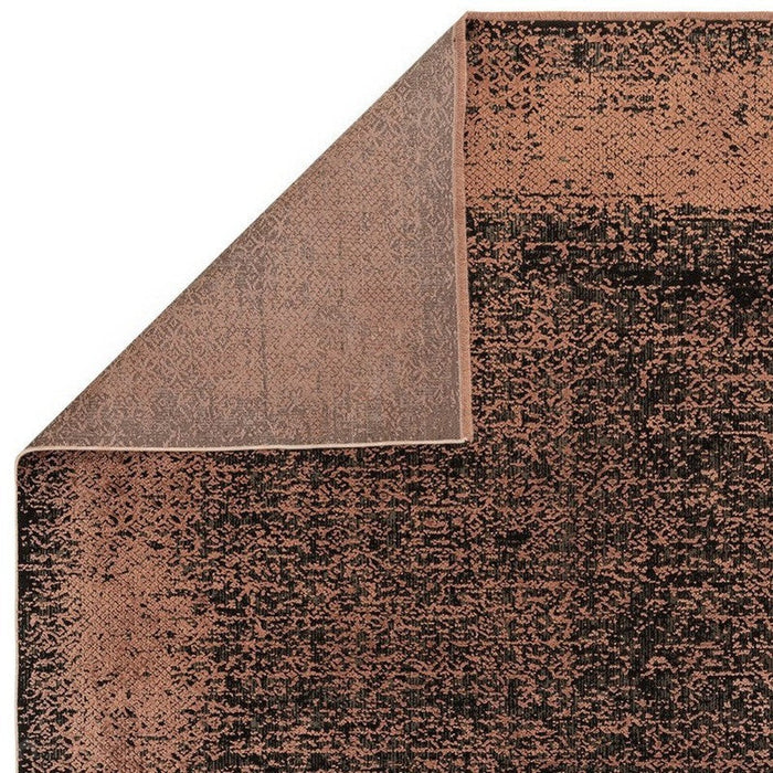 Elodie Modern Abstract Metallic Shimmer Bordered Overdyed Textured Soft-Touch Flatweave Terracotta/Black Rug