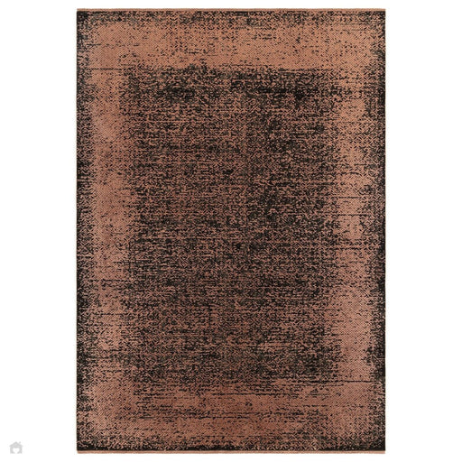 Elodie Modern Abstract Metallic Shimmer Bordered Overdyed Textured Soft-Touch Flatweave Terracotta/Black Rug