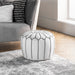 Embroidered Cotton Pouf 50 Cm White