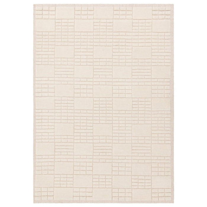 Empire Modern Geometric Grid Hand-Woven Textured Hi-Low Wool Cream/Neutral Rug