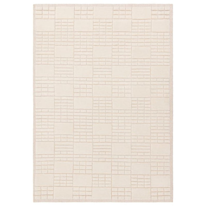 Empire Modern Geometric Grid Hand-Woven Textured Hi-Low Wool Cream/Neutral Rug