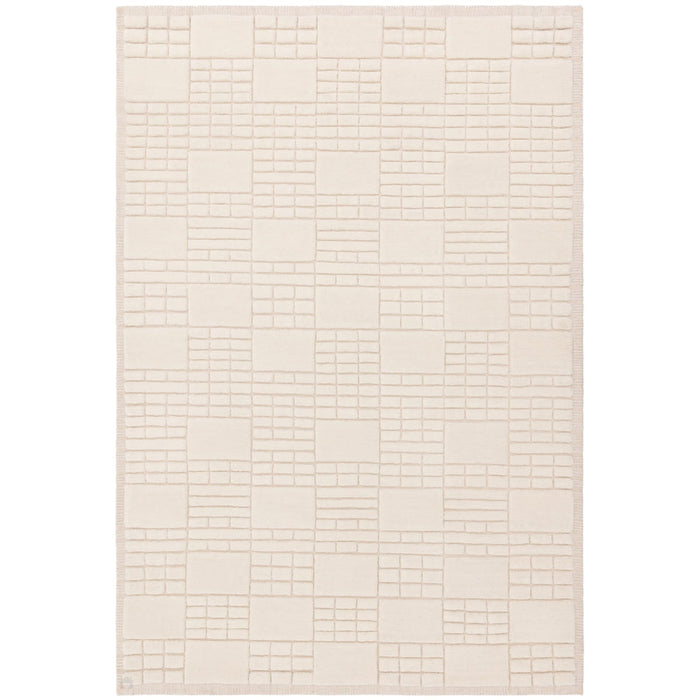 Empire Modern Geometric Grid Hand-Woven Textured Hi-Low Wool Cream/Neutral Rug