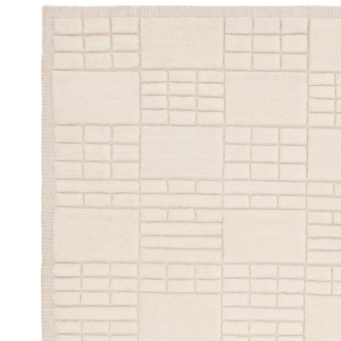 Empire Modern Geometric Grid Hand-Woven Textured Hi-Low Wool Cream/Neutral Rug