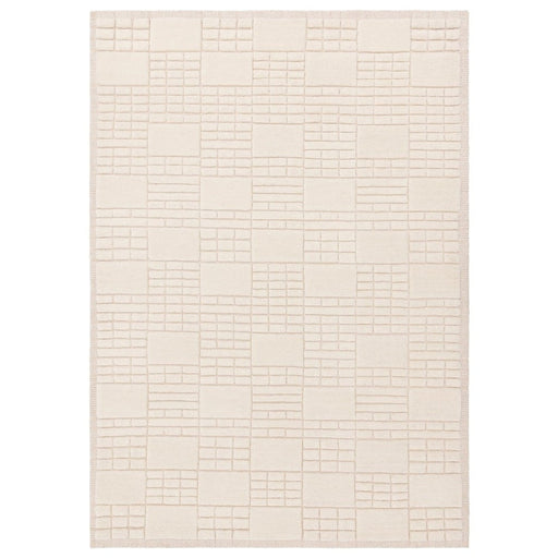 Empire Modern Geometric Grid Hand-Woven Textured Hi-Low Wool Cream/Neutral Rug