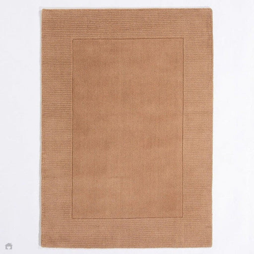 Esme moderne vanlig kontrast ribbet kanthåndvevd ull taupe teppe 160 x 230 cm