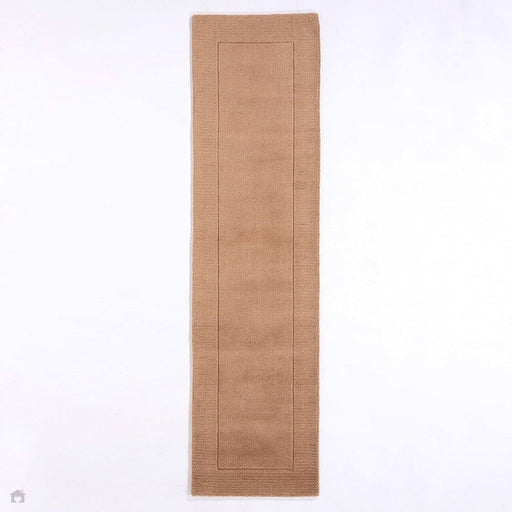 Esme Modern vanlig kontrast ribbet kanthåndvevd ull taupe løper 60 x 230 cm