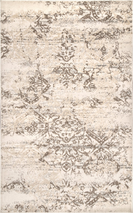 Vloerkleed met vervaagde bloemen 160x230 cm beige