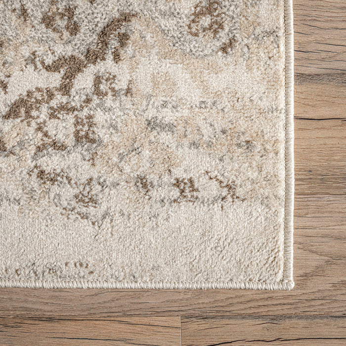 Tappeto floreale sbiadito beige 160x230 cm