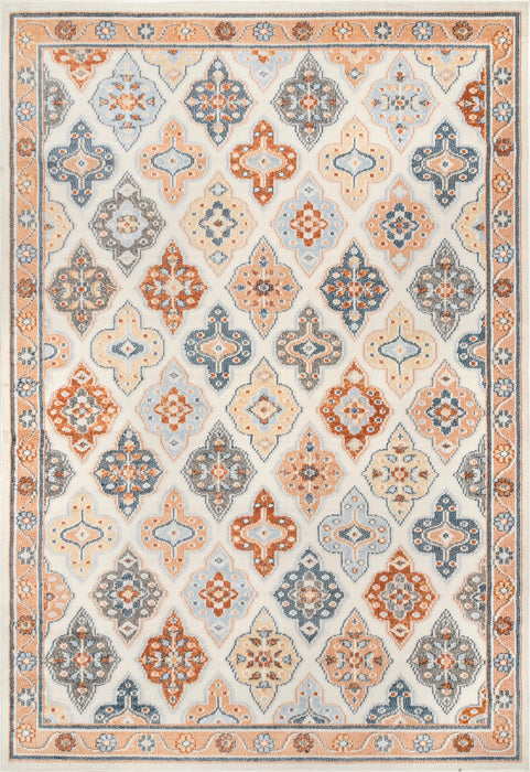 Tappeto a traliccio floreale sbiadito 160x230 cm Beige