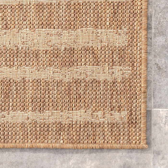 Faded Stripes Brown Area Rug for Indoor Outdoor Use