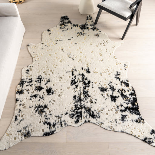 Faux Cowhide Area Rug Black 160x230 cm