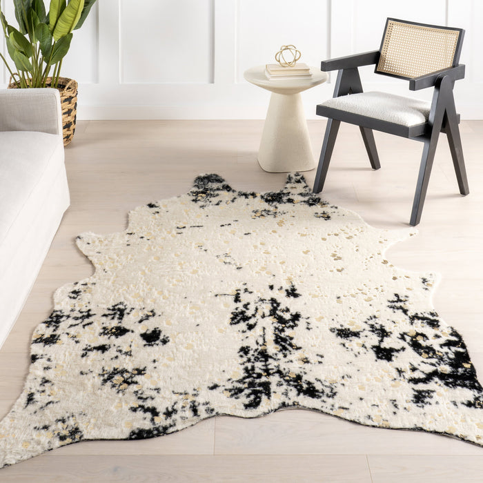 Faux Cowhide Area Rug Black 160x230 cm