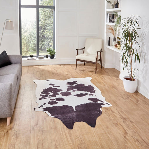 Faux Hide Cow Print Black/White Rug