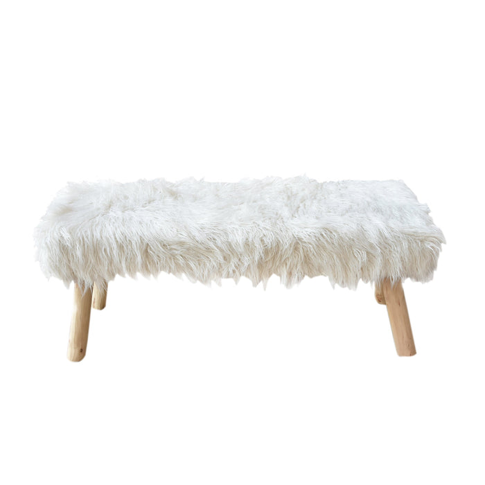 Faux Leather Elbe Bench with Recycled Eucalyptus Wood