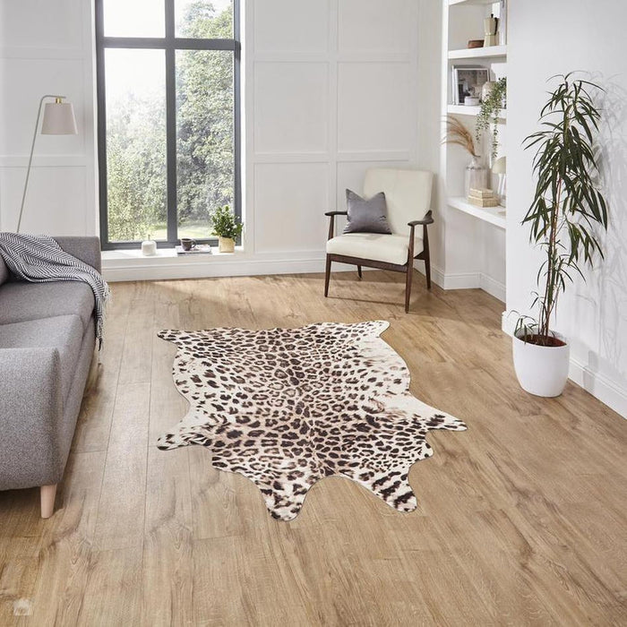 Faux Leopard Print Animal Skin Printed Polyester Flatweave Brown/Beige Rug