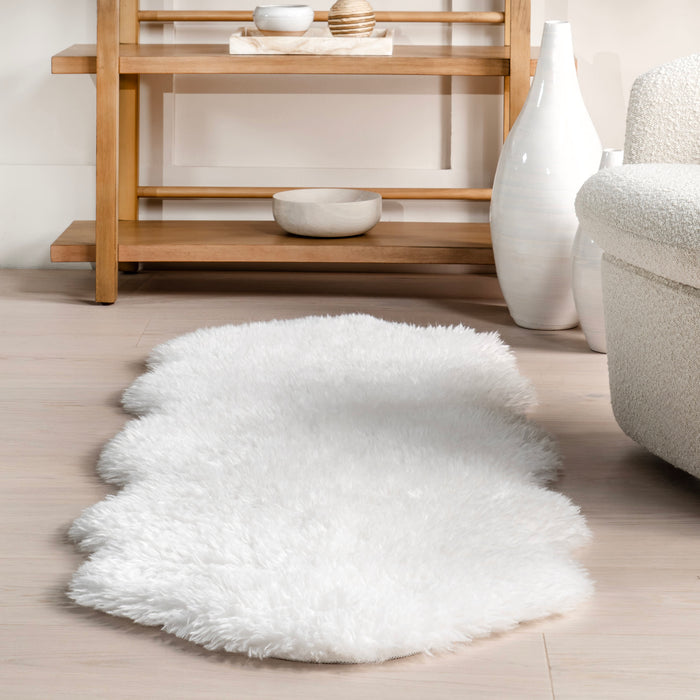 Faux Sheepskin Plush Washable Area Rug 120x160 cm Ivory