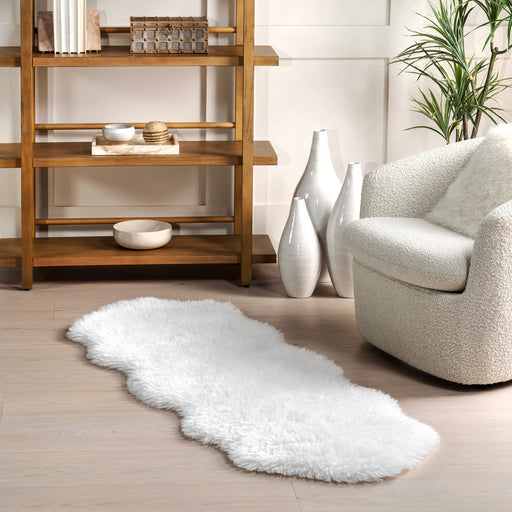 Faux Sheepskin Plush Washable Area Rug 120x160 cm Ivory