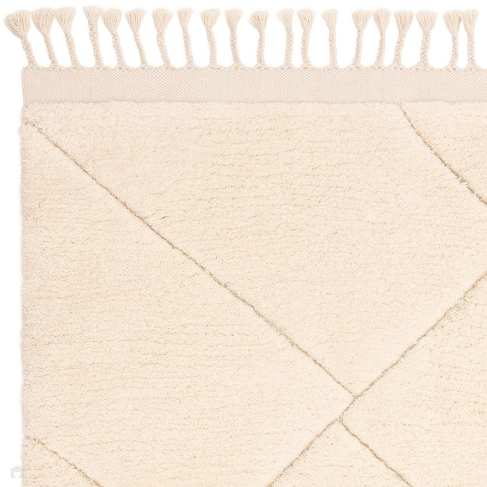 Fes FE01 Moroccan Berber Soft Plush Hand-Carved Boho Cream/White Rug