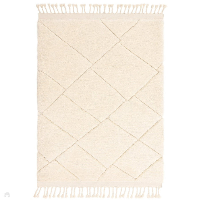 Fes FE01 Moroccan Berber Soft Plush Hand-Carved Boho Cream/White Rug