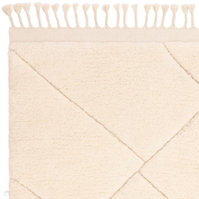 Fes FE01 Moroccan Berber Soft Plush Hand-Carved Boho Cream/White Rug