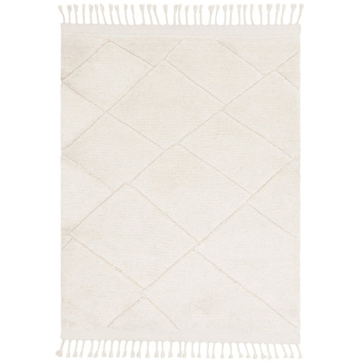 Fes FE01 Moroccan Berber Soft Plush Hand-Carved Boho Cream/White Rug