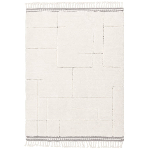 Fes FE02 Moroccan Berber Soft Plush Hand-Carved Boho Cream/White Rug