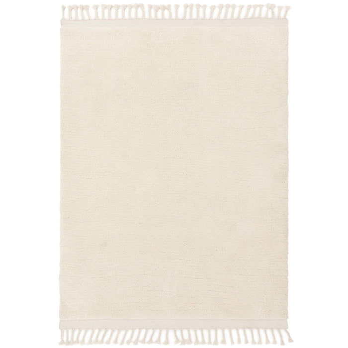 Fes FE03 Moroccan Berber Soft Plush Hand-Carved Boho Cream/White Rug