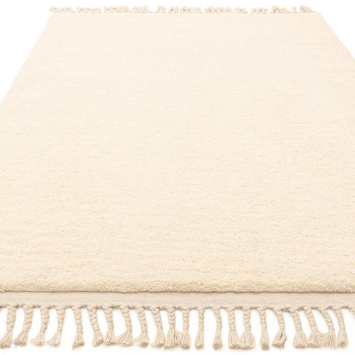 Fes FE04 Moroccan Berber Hand-Carved Boho Cream/White Rug