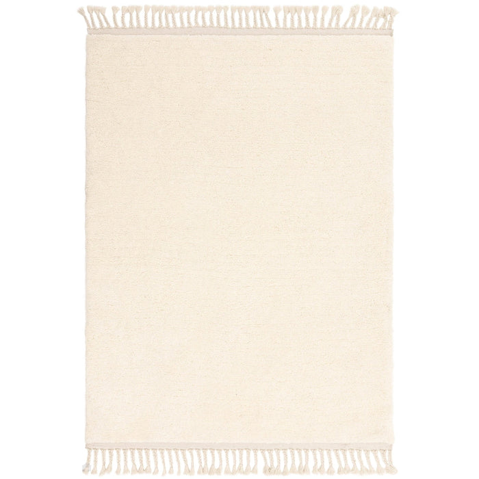 Fes FE04 Moroccan Berber Hand-Carved Boho Cream/White Rug