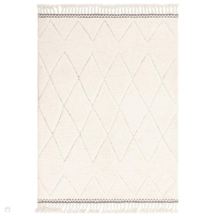 Fes FE05 Moroccan Berber Soft Plush Hand-Carved Boho Cream/White Rug