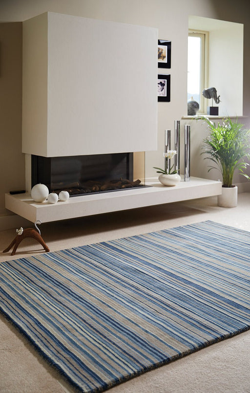 Fine Stripes Blue / Beige matto