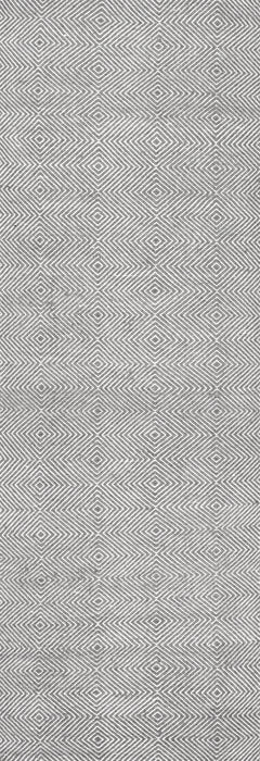 Flatwoven Wool Diamond Pattern Rug Grey 150x240 cm