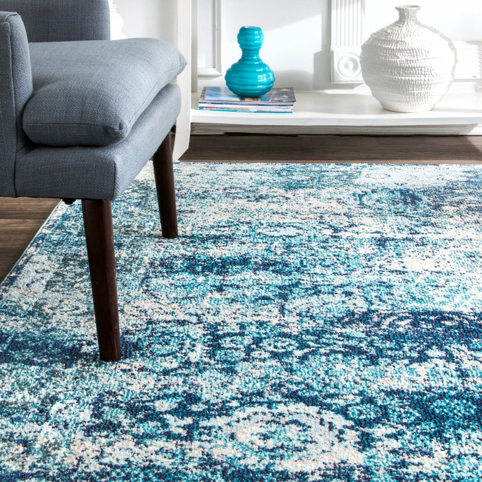 Floral Area Matto Ocean Blue 80x150 cm Vintage Design