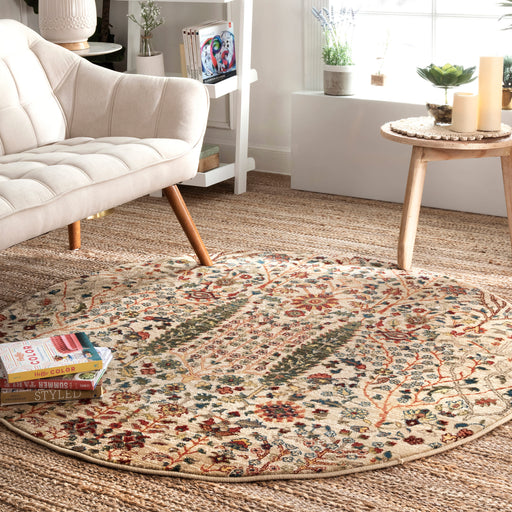 Floral Area Rug in Olive Color for Living Room Decor