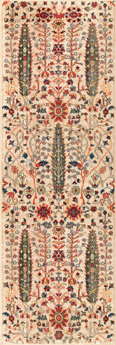 Floral Area Rug in Olive Color with Fringed Design