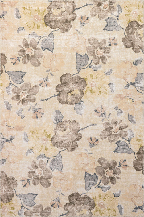 Tappeto floreale lavabile in lavatrice 160x230 cm Beige