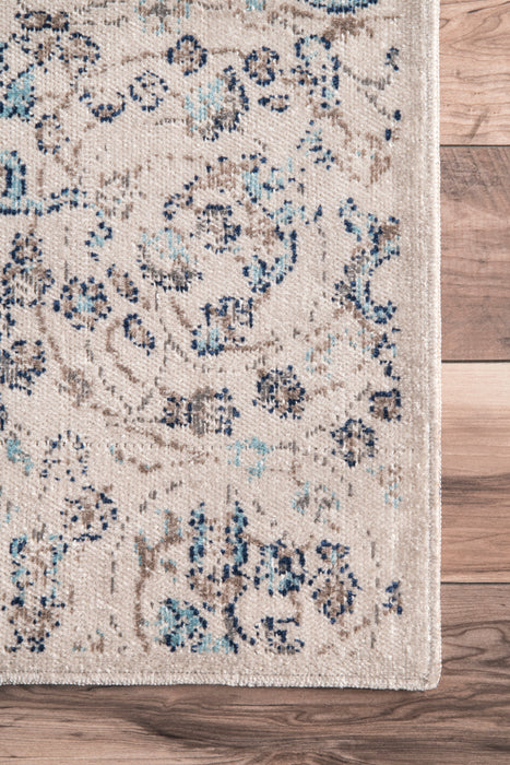 Floral Mandala Area Rug in Beige for Home Decor