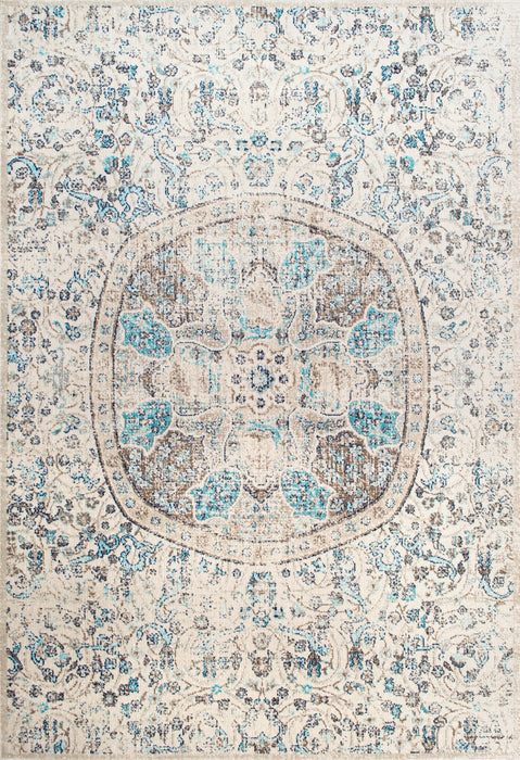 Floral Mandala Area Rug in Beige for Home Decor