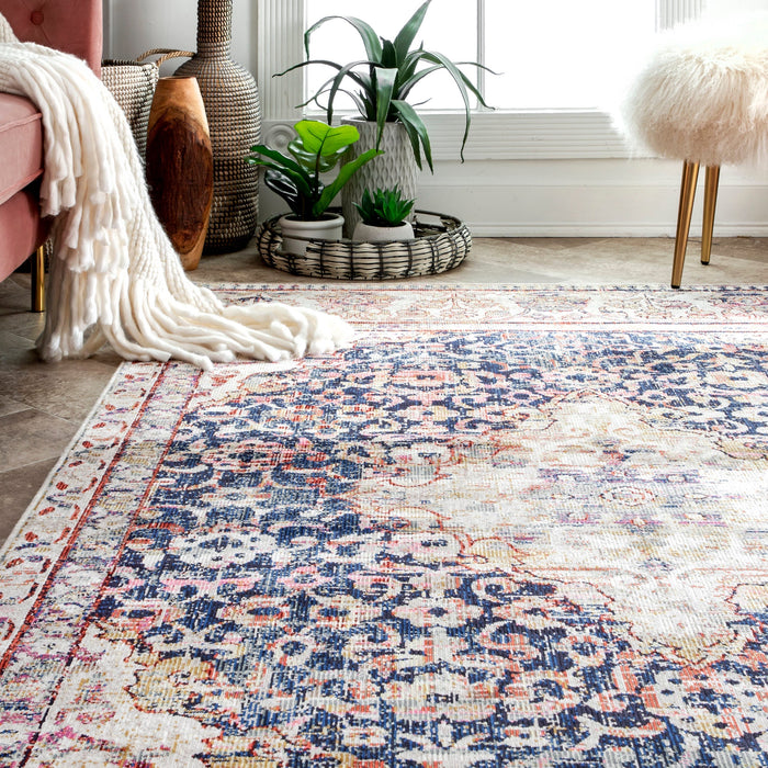 Floral Medallion Area Rug 152x244 cm Multicolor Design